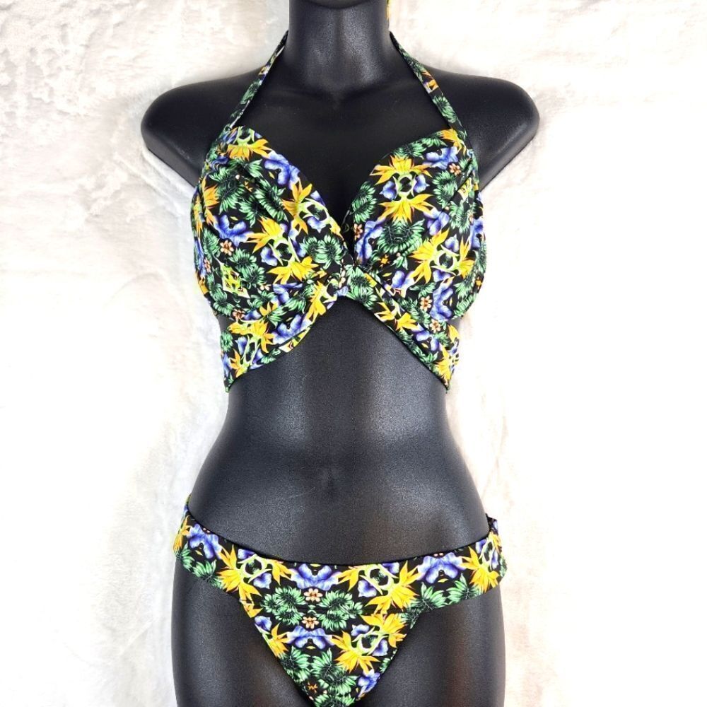 ASOS Bikini Set 34G Top Size 6 Bottom Floral Halter Swimwear